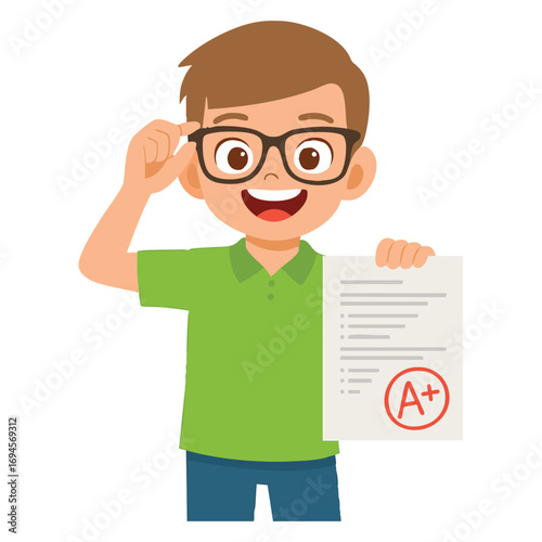 Boy Holding Test Paper