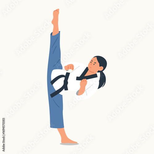 Taekwondo Girl High Kick