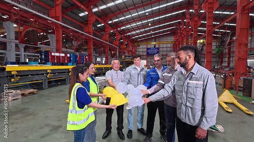 engineer team full skill quality for maintenance and training in industry factory worker , warehouse Workshop for factory operators, mechanical engineering team production.