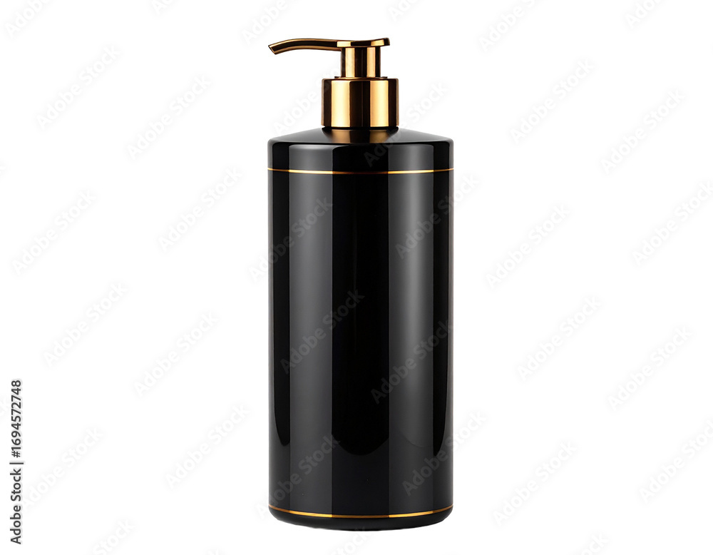 Obraz premium Luxury Black Cosmetic Lotion Pump Bottle on Isolated Background