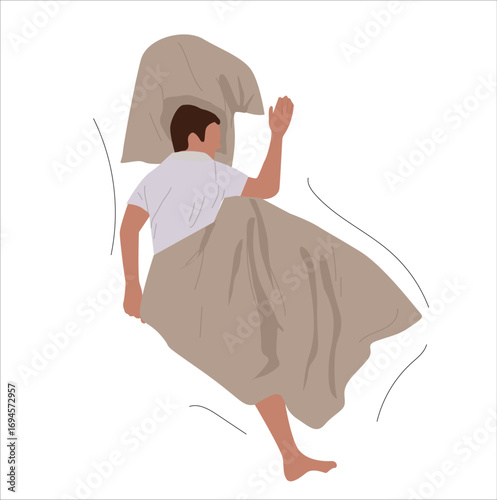 Man sleep in bed at night