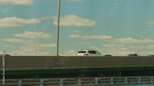 Driving Scenics on the New Jersey Turnpike, Passing Highway Signs and Cars on the Road