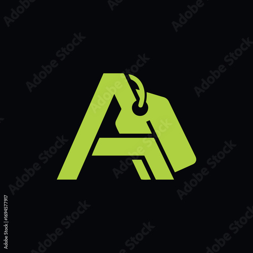 A creative logo featuring a stylized letter 'A' integrated with a modern shopping tag. Perfect for e-commerce, retail, online stores, or discount brands.