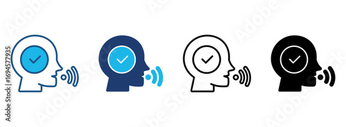 Speech Recognition Icon Set With Multiple Styles. Vector Illustration