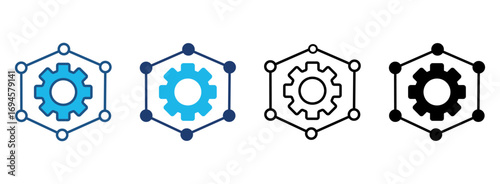 Automated System Icon Set With Multiple Styles. Vector Illustration
