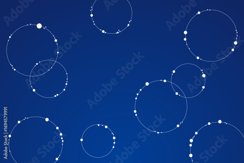 bstract glowing rings of light on blue background｜Light rings, glowing circles, abstract design, futuristic pattern, digital background, vector, science, space, technology, minimal style