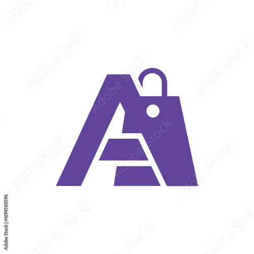 A creative logo featuring a stylized letter 'A' integrated with a modern shopping bag. Ideal for retail, e-commerce, and online store brands.