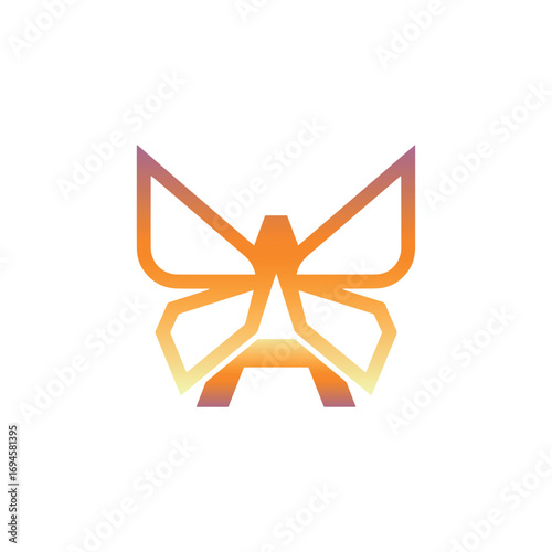 A creative logo featuring a stylized letter 'A' integrated into the body of a butterfly with a vibrant gradient. Ideal for beauty, nature, and transformation brands.