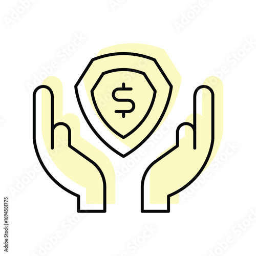 Money Insurance color shadow thinline icon , vector, pixel perfect, illustrator file 
