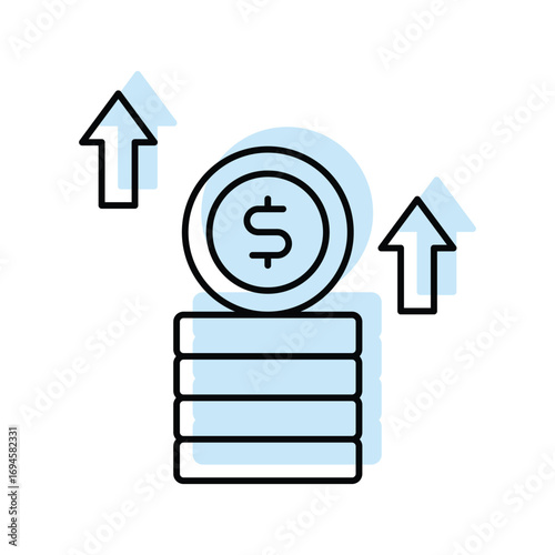Profits  color shadow thinline icon , vector, pixel perfect, illustrator file 
