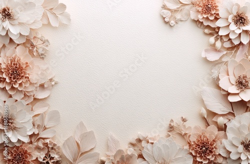 Delicate pastel flowers arranged in a frame
