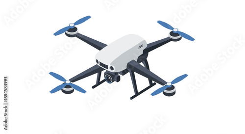 Isometric drone with camera on white background for technology and photography design
