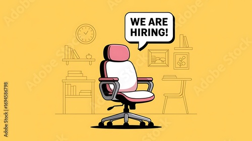 Unlock career opportunities with a dynamic 'We Are Hiring!' office scene, inviting talent to join your growing team and fill that vacant seat with enthusiasm and innovation.