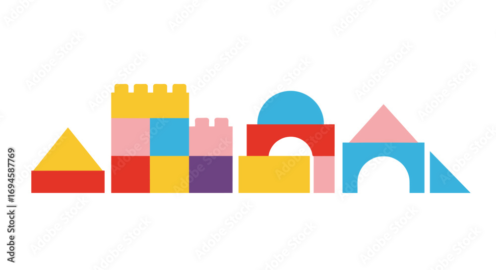 Fototapeta premium Colorful geometric shapes in modern flat design for creative concepts