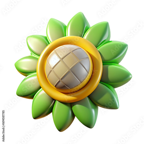 3D Render of a Stylized Sunflower with Glossy