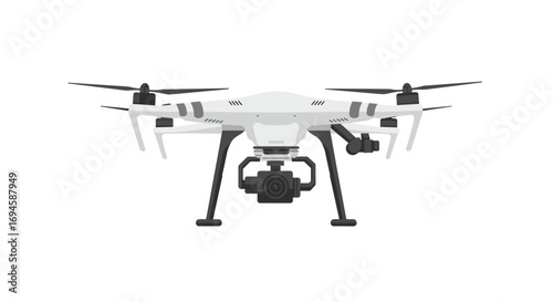 Advanced drone technology with camera for aerial photography in flat design
