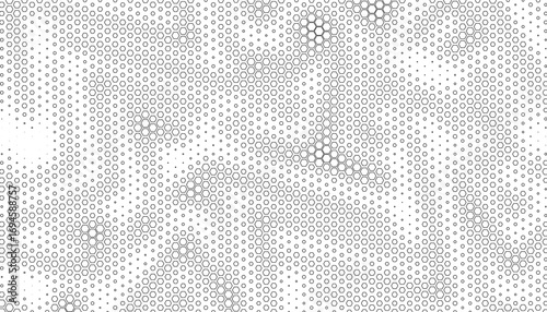 Black and white abstract halftone pattern with hexagon shape for sporty and modern background. Vector Format Illustration 