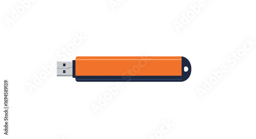 Minimalist usb flash drive design in flat style on white background
