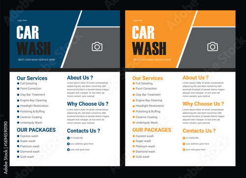 Car Wash Flyer, Car Cleaning Service Banner vector layout design for car wash service flyer template  Creative Car Wash Flyer set, Abstract design carwash flyer bundle 