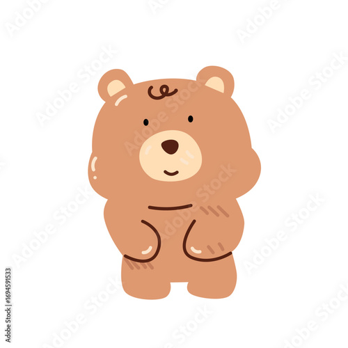 cute little bear cub. white background.