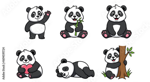 Cute cartoon panda collection