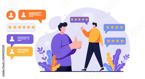 Customer feedback and reviews: engaging visual with ratings and conversations