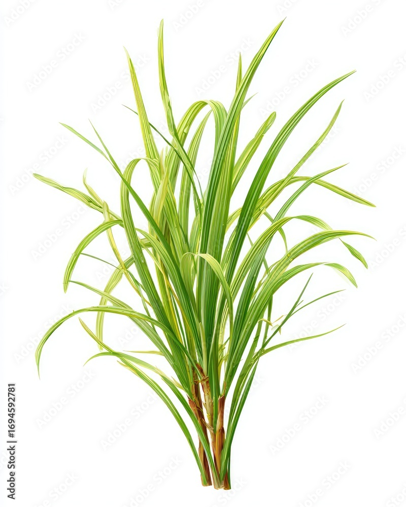 Naklejka premium Lush green grass tuft, vibrant leaves