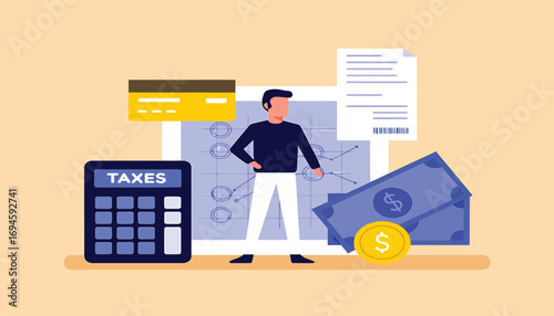Financial planning and tax calculation concept vector illustration