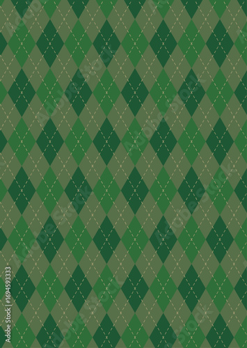 アーガイル模様のベクターイラスト（緑・縦）