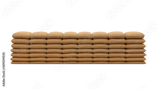 Sandbag barrier wall as a protective measure during conflicts, symbolizing resilience and defense,
