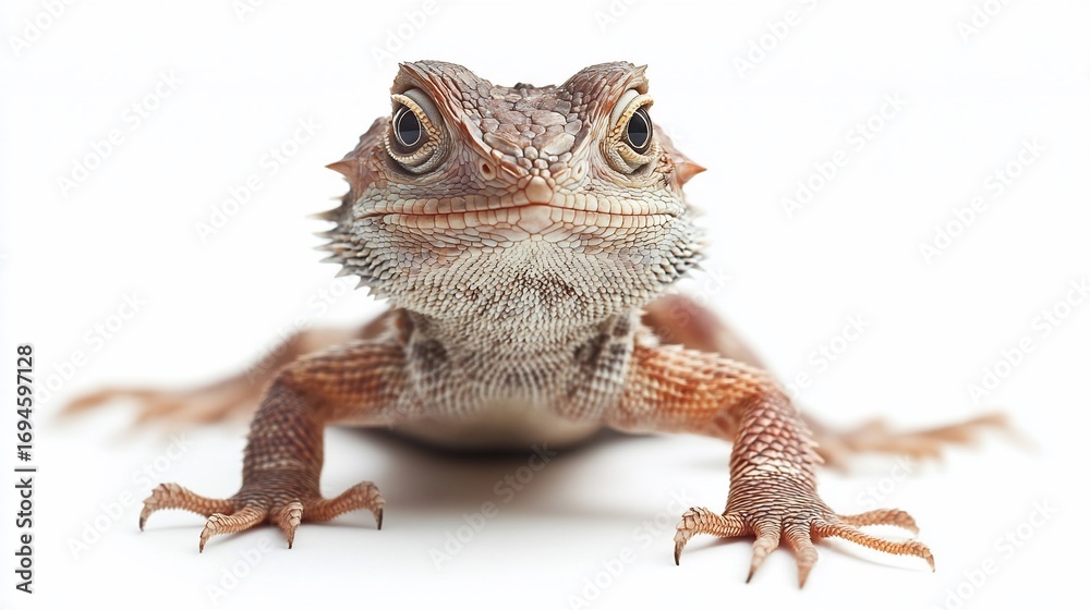 Obraz premium Captivating bearded dragon portrait on white