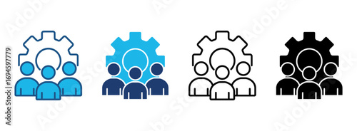 Teamwork Icon Set With Multiple Styles. Vector Illustration