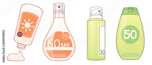 set of cosmetic bottles
