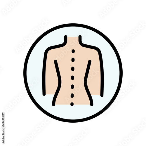 Therapeutic back massage color vector icon. Physiotherapy, acupuncture, rehabilitation. Isolated vector element. Pictogram for web page, mobile app, promo