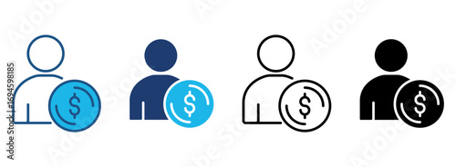 Salary Icon Set With Multiple Styles. Vector Illustration