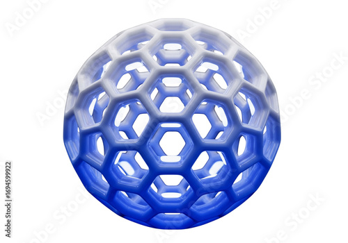 Abstract Sphere of Glowing Neural Pathways Isolated on White Background