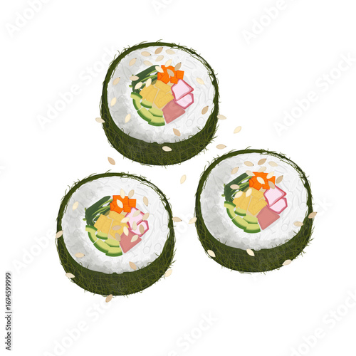Vector Illustration Logo Clipart Korean Green Gimbap Korean Gamtae Rice Rolls or Gamtae Gimbap