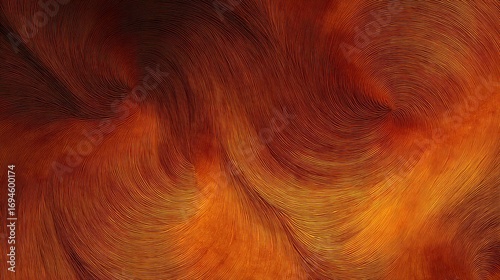 Abstract fiery background with flowing curved lines and hypnotic swirls creating a dynamic textured pattern in warm orange and red tones