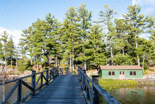 Old Wooden Bridge Over French River Ontario in Cottage Country
