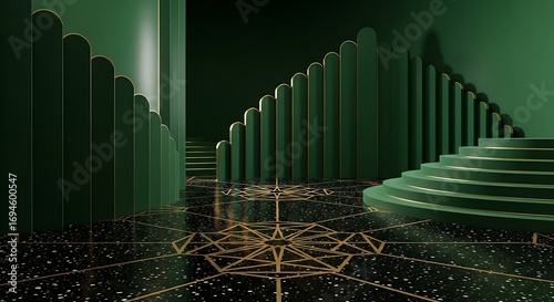 Emerald City Hallway - Art Deco Emerald Ambiance.
