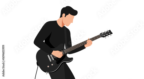 Musician playing electric guitar in minimalist style