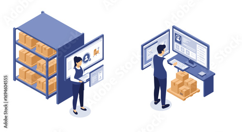 Efficient warehouse management system with isometric design for inventory optimization