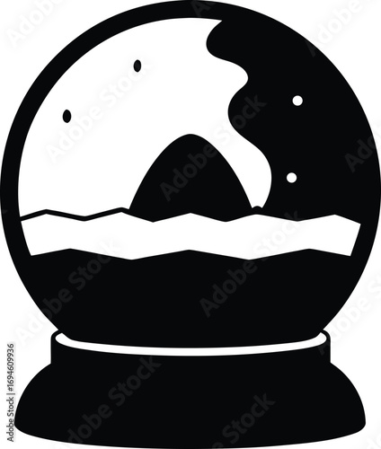 Black and white crystal ball vector icon