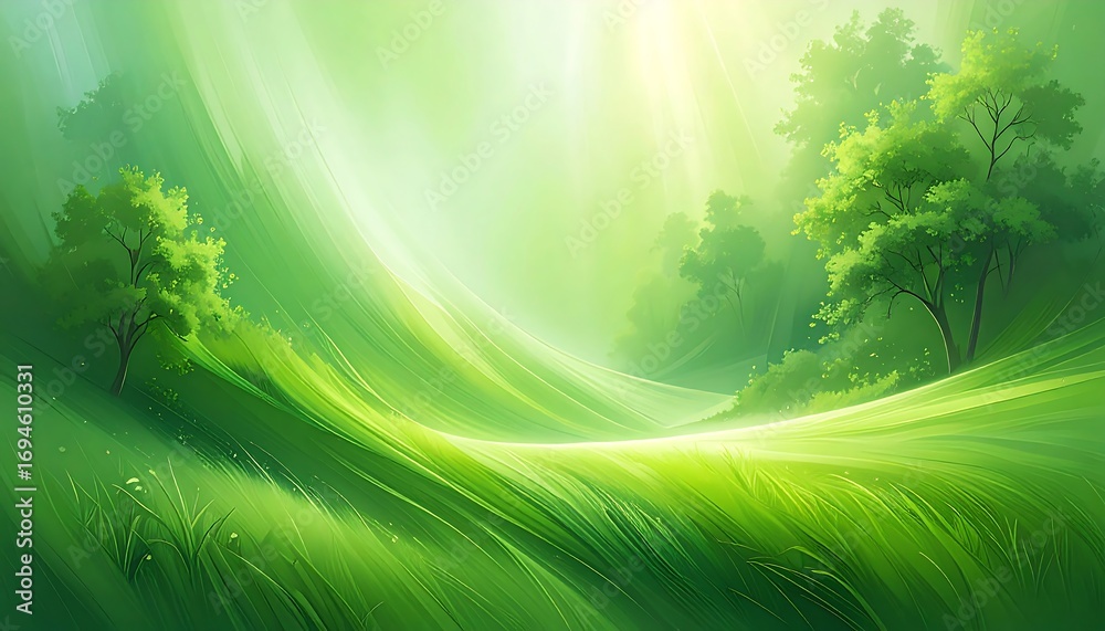 Fototapeta premium Lush green landscape with gentle hills