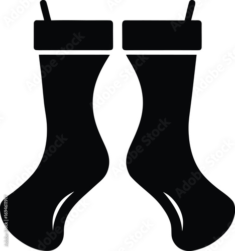 Vector illustration of a pair of black Christmas stockings