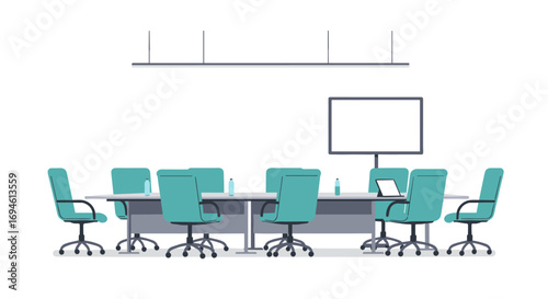 Modern office conference room with furniture and technology setup