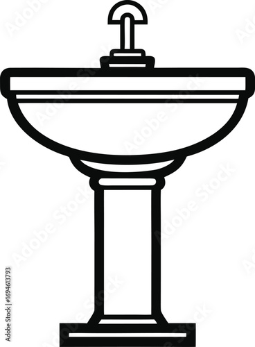 Vector illustration of a pedestal sink
