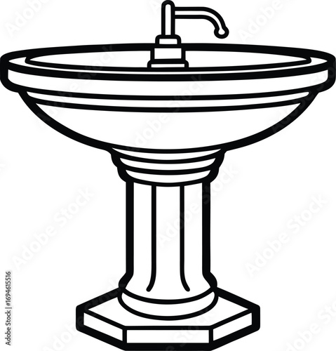 Vector illustration of a pedestal sink