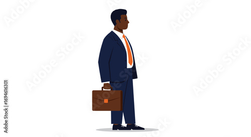 Business professional in suit holding briefcase