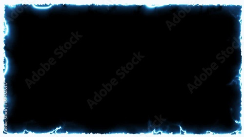 Electricity Frame Overlay Orange Electric Blaze Border Motion Graphics on Black Alpha Key Background